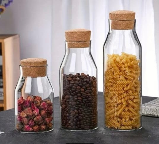 Transparent Glass Nut Storage Jar, Glass Jar Bottle With Wood Cap, Coffee Beans Storage Bottle Transparent Glass Nut Storage Jar, Glass Jar Bottle With Wood Cap, Coffee Beans Storage Bottle
